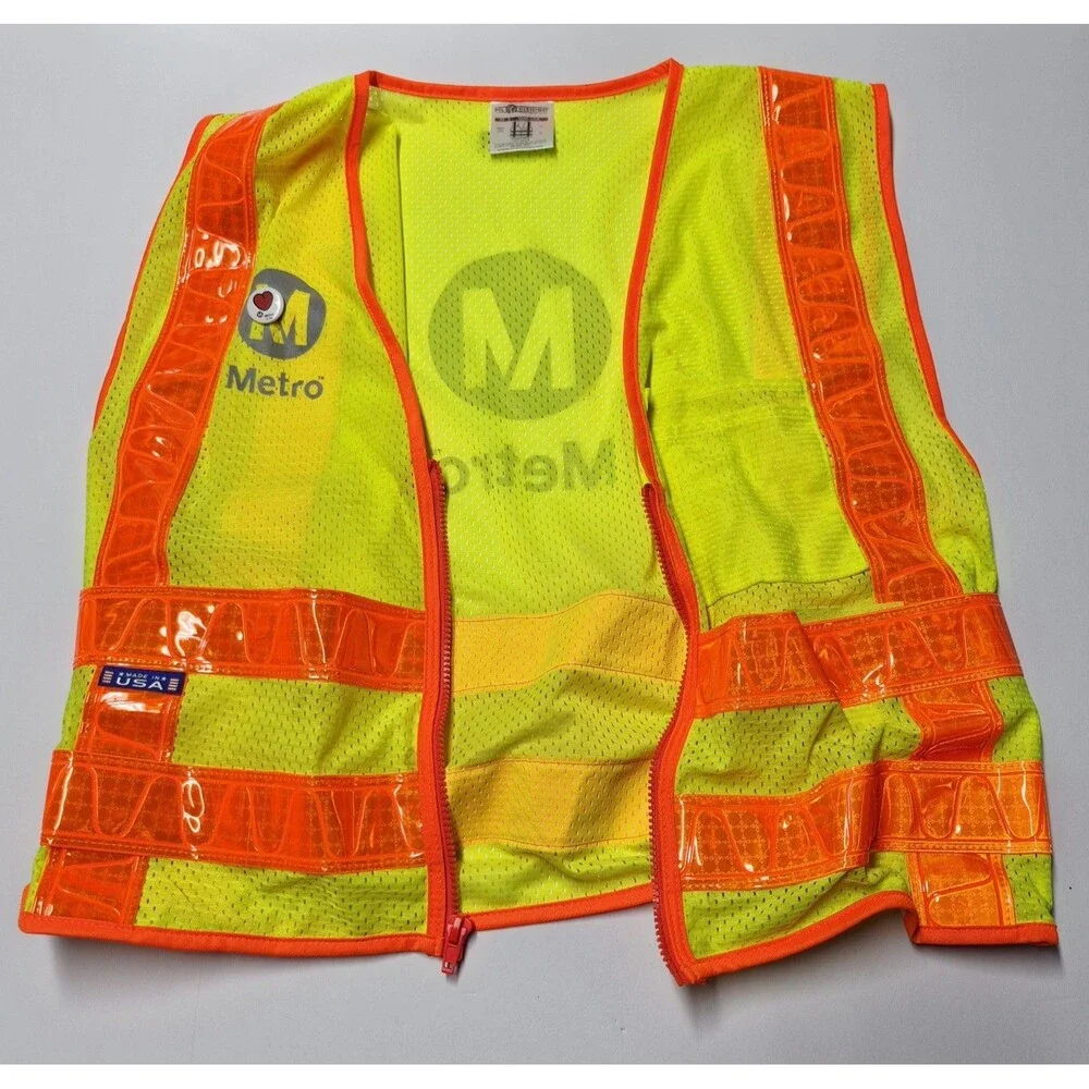 ML Kishigo LA Metro Safety Vest Medium High Vis Reflective Made in USA  w Pin L
